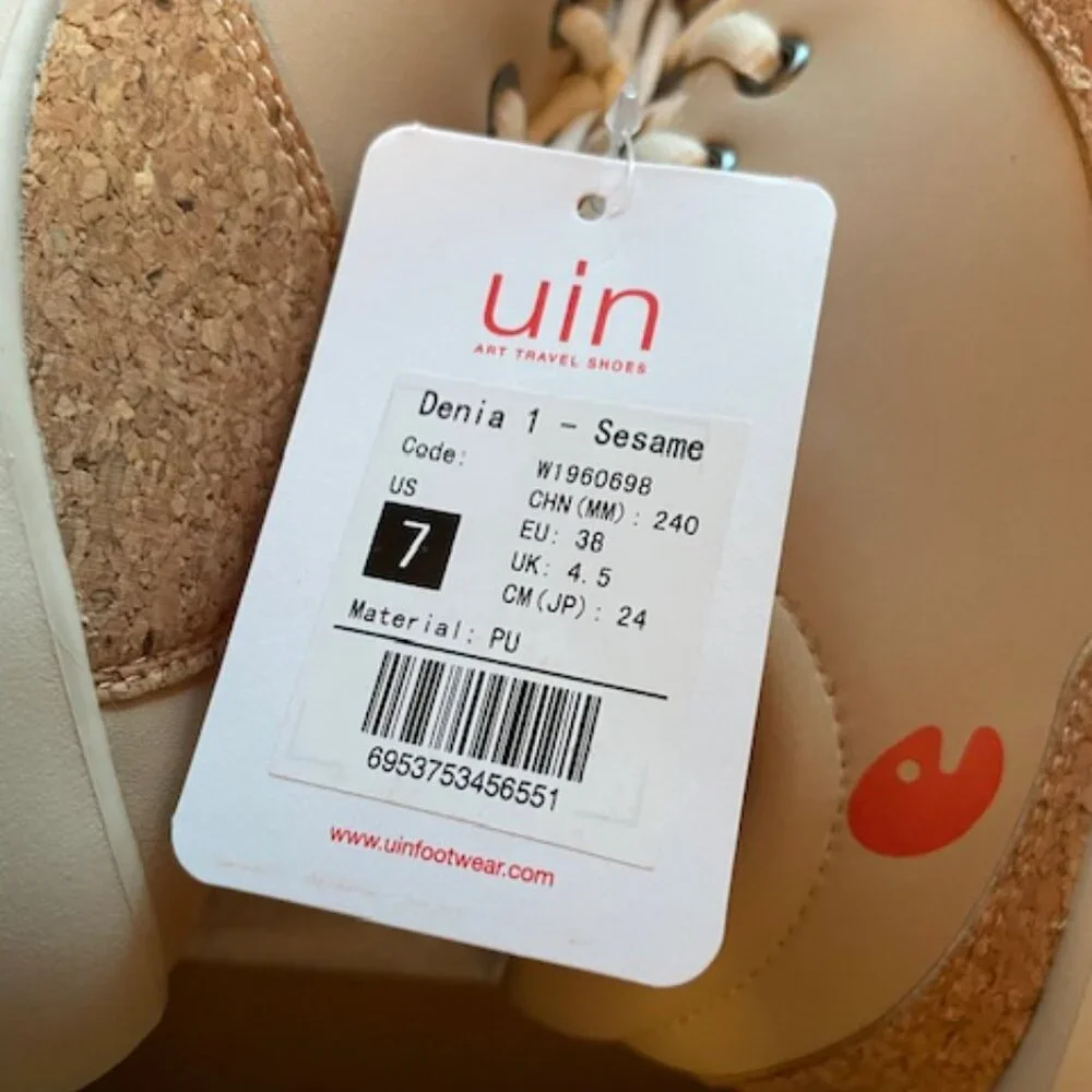 NWT NEW UIN Denia 1 Sesame Size 7 Womens Lace Up Retro Beige Hippie Comfy $215 - Picture 4 of 12